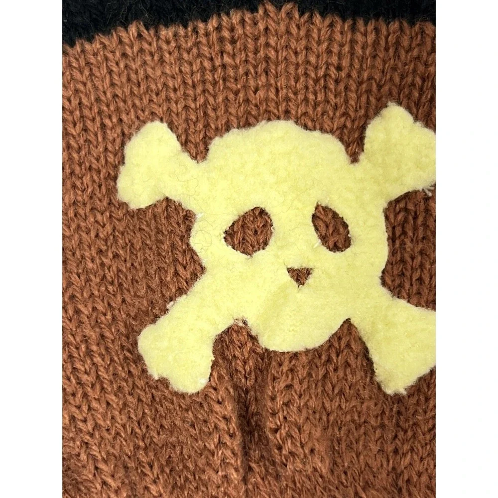 Kidorable‎ Kids Pirate Knit Gloves Blue Brown Skull Finger Puppets Handmade Soft